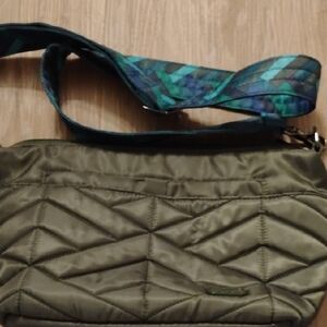 Lug Quilted Crossbody Bag with Patterned Strap